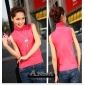 Red Sleevless High V-neck Camisoles