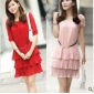 Pink Short Sleeve Mini Cocktail Dresses
