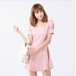 Pink Short Sleeve Satin Cocktail Dresses