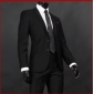 Dark Black Board Shoulders Cotton & Polyester Men's Suits