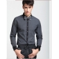 Light Black With Small Lattice Slim Groom Shirts