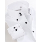Pure White Long Sleeve With Black Buttons Groom Shirts