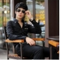 Pure Black Cotton & Polyester Stylish & Fashion Groom Shirts