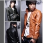 Windproof Leather With Zipper Men's Jackets & Coats