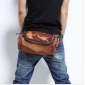 Brown With Zipper Leather Waist Bags