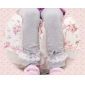 Gray Cotton & Lace With Bow On Children's Pants & Trousers