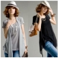 Gray Two Pieces Short Sleeve Ladies' Blouses & Tops