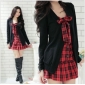 Red & Black Long Sleeve With Bow On Ladies' Blouses & Tops