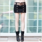 Black With Belt Two Row Buttons Women's Shorts