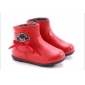 Red Leather Flat Bottom Baby Boots
