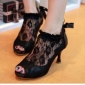 Lace Black High Heel Women's Sandals
