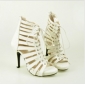 Ivory With Stripes Lace Up Women's Sandals