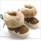 Brown Cotton & Wool Lace Up Baby Boots