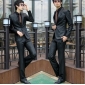 Fold-over Collar With One Button Black Other Men's Clothing