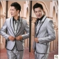 Light Gray With Brooch Loose-fitting Other Men's Clothing