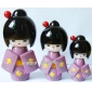Ornament Wood Three Kimono doll Puppets