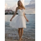 Strapless Knee-length Sequined Beach Wedding Dresses