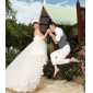 Tulle Sweep Train With Purfle Beach Wedding Dresses