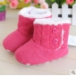 Red Knitted With Button  Baby Boots
