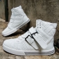 White Fine Leather Anti-foul Men's Casual Shoes