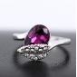Purple Fower Shape Silver Wedding & Engagement Rings