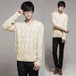 Hemp Flowers Style Knitted V-necked Men's Sweaters