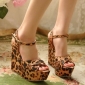 Brown Leopard Grain Clasp Women's Espadrilles & Wedge Shoes