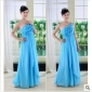 Blue One Shoulder Chest With Flower Asymmetrical Wedding Dresses