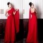 Condole Belt Type Red Dropped Asymmetrical Wedding Dresses