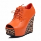 Orange Leopard Bottom Lace-up Women's Espadrilles & Wedge Shoes