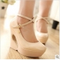 Ivory Smooth Face Round Toe Women's Espadrilles & Wedge Shoes
