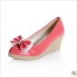 Red With Bow PU Leather Women's Casual Shoes