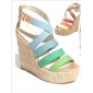 With Colourful Stripes Sponge Cake Shape Wedges Women's Sandals