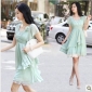 Light Green Short Sleeve Chiffon Dresses