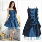 Blue Lace Knee Length Dresses