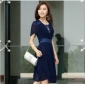 Dark Blue Short Sleeve Knee Length Dresses