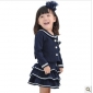 Blue With Mini Dress Heart Shape Buttons Children's Shirts & Tops
