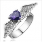 Silver Purple Diamond Wings Shape Wedding & Engagement Rings