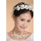 Beige Small Flowers With Pearls Bridal Hair Accessories