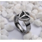 Silver Black Heart Shape Tungsten Wedding Rings