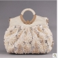 Beige Flowers On With A Handle Elegant Clutches