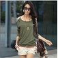 Green Long Sleeve Loose Women's Tank Tops