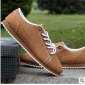 Brown Canvas Lace Up Men's Fashion Casual Boots