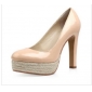 Apricot High Heel Real Leather Platform Shoes