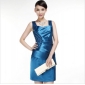 Blue Knee Length With Ruffles Dresses