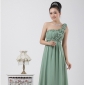 One Shoulder Green Ankle Length Dresses