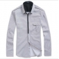 Long Sleeve Light Gray With Stripes Men's Shirts