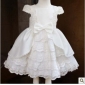 White Short Sleeve Lace Flower Girl Dresses