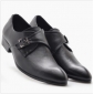 Black With Buttons Flat Bottom Men's Dress Shoes