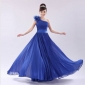Blue One Shoulder Chiffon A-line Wedding Dresses